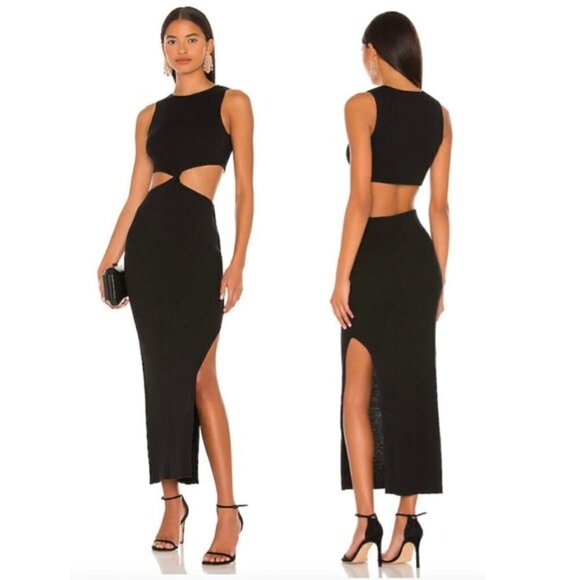 BEC&BRIDGE Riviera Knit Twist Midi Dress in Black Size US 2 - Picture 14 of 16